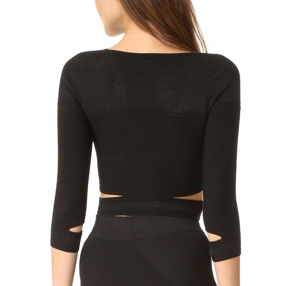 CUSHNIE ET OCHS CROPPED SLASHED KNIT TOP, SZ S BLACK - Picture 12 of 15